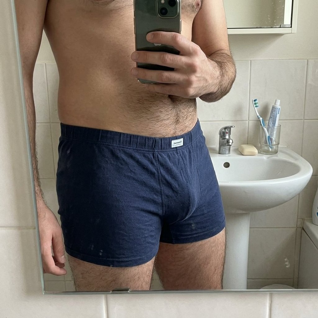 Cueca Boxer Azul Marinho Algodão Banheiro