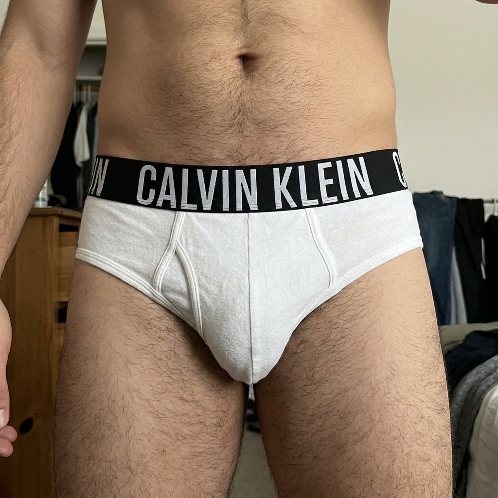Cueca Slip Mash Branca com Elástico Preto
