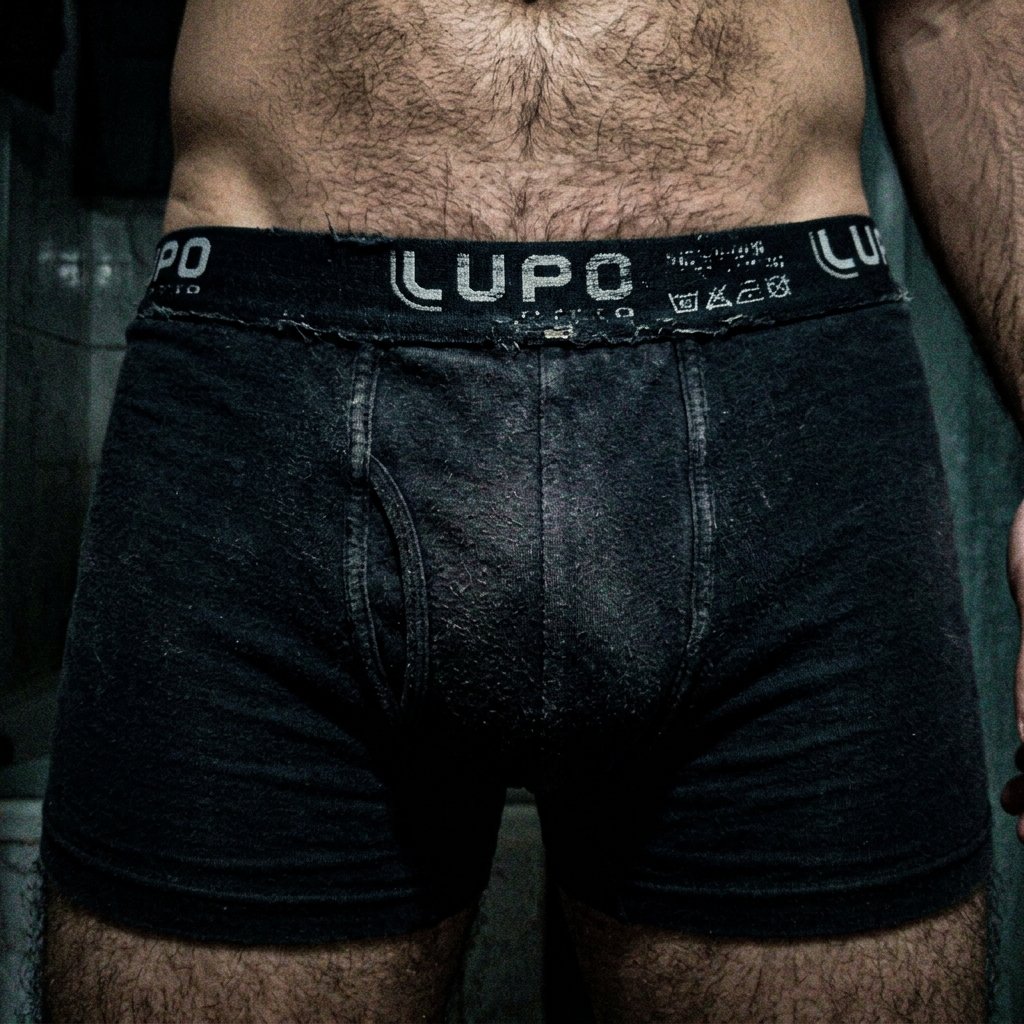 Cueca Boxer Lupo Preta Muito Usada Hairy 3