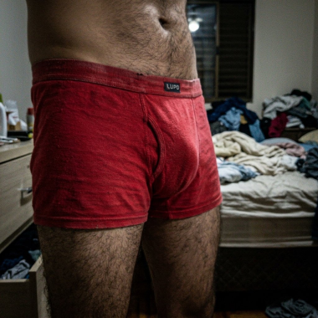 Cueca Boxer Lupo Vermelha Muito Usada Hairy