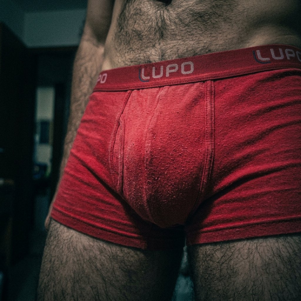Cueca Boxer Lupo Vermelha Muito Usada Hairy 3