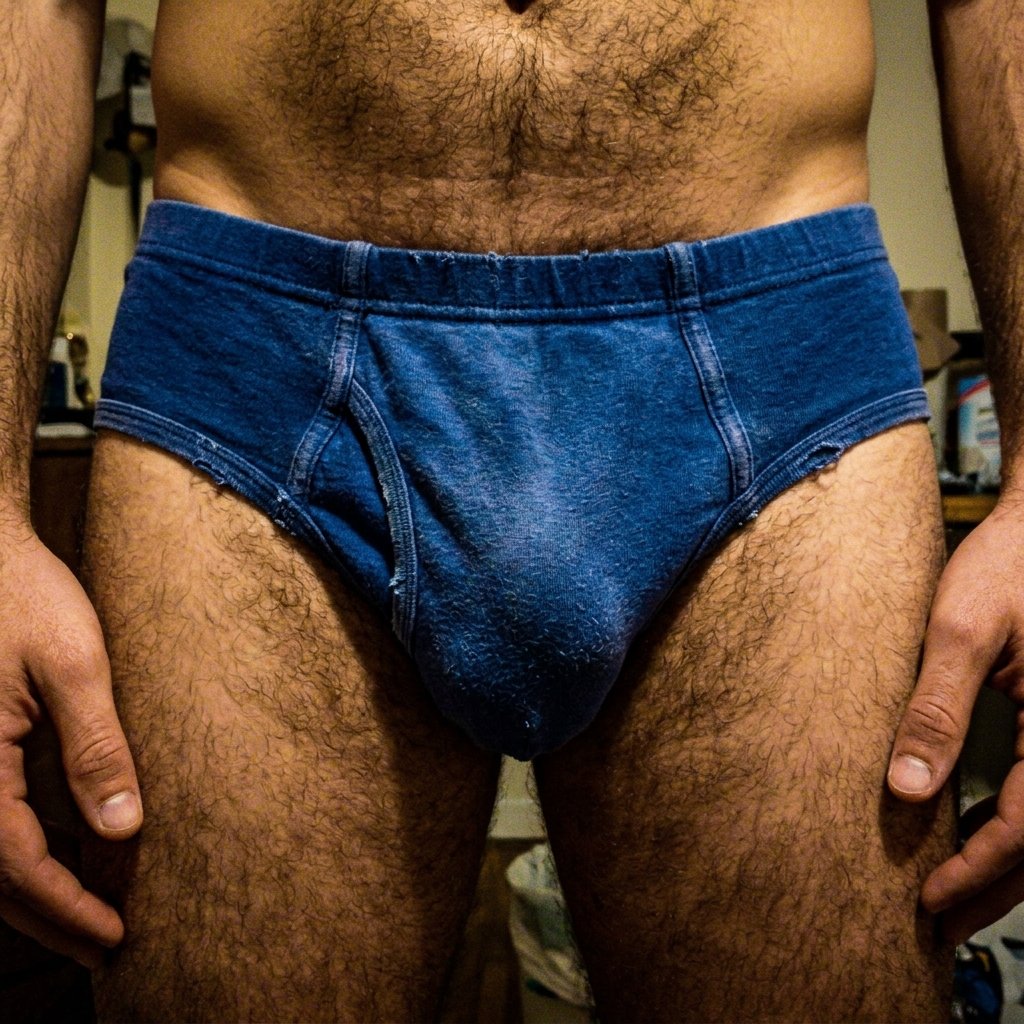 Cueca Slip Mash Azul Muito Usada Hairy 3