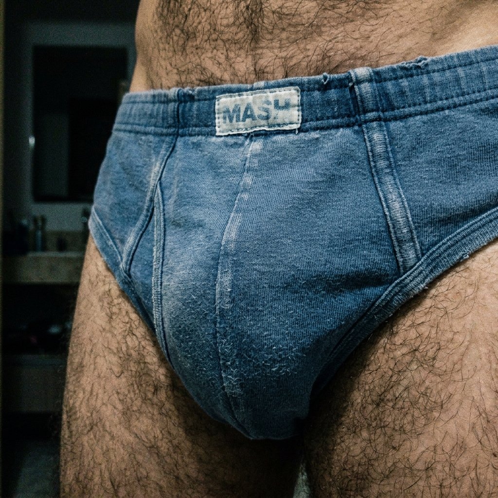 Cueca Slip Mash Azul Muito Usada Hairy 4