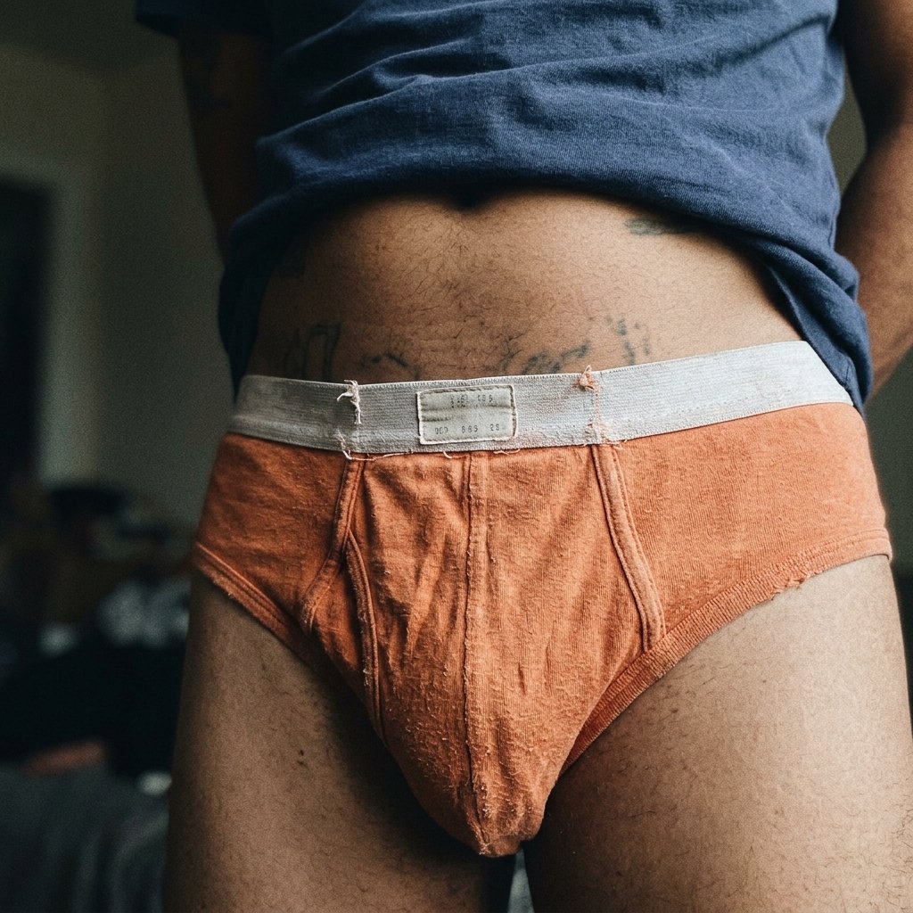 Cueca Slip Mash Laranja Muito Usada Hairy