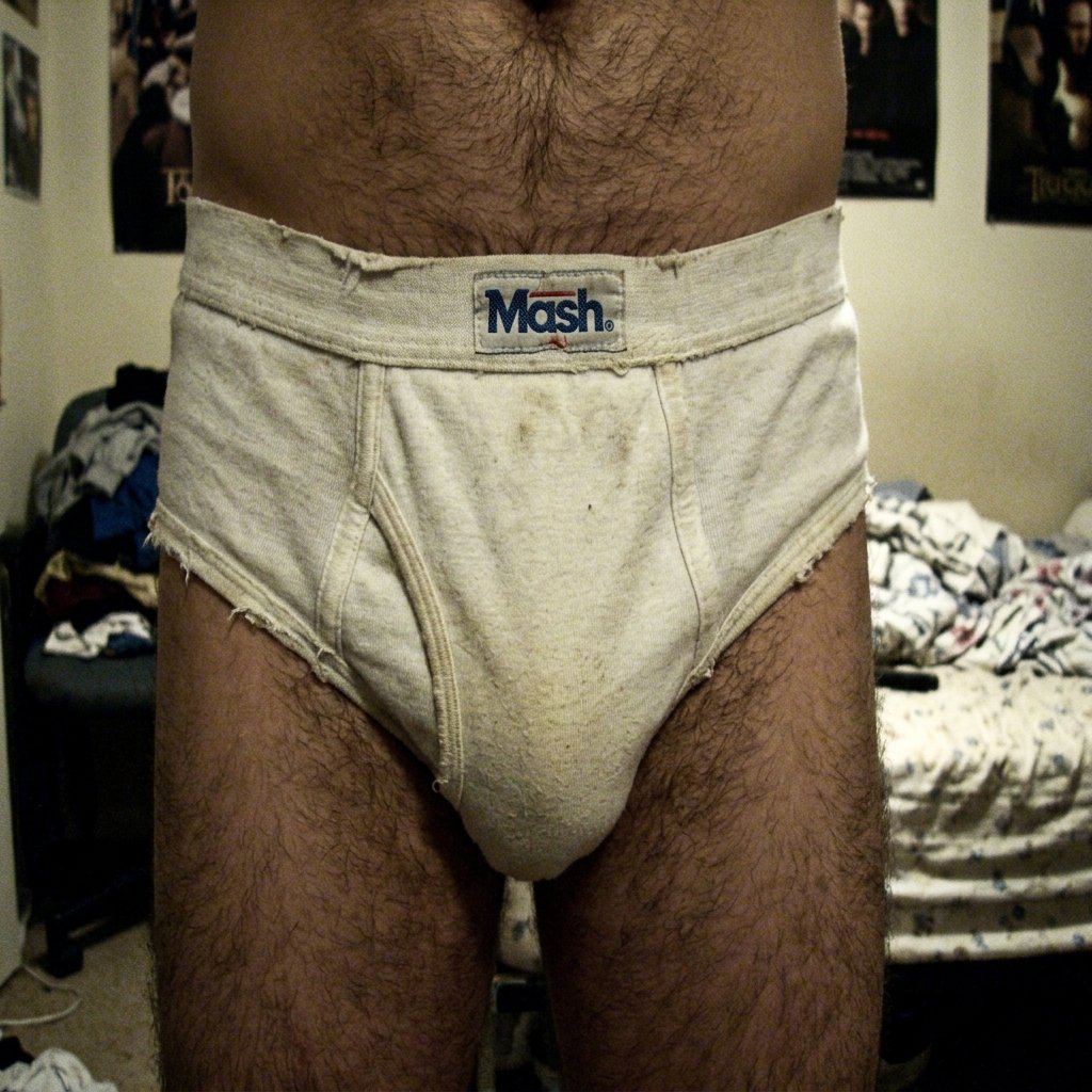 Cueca Slip Mash Branca Muito Usada Hairy