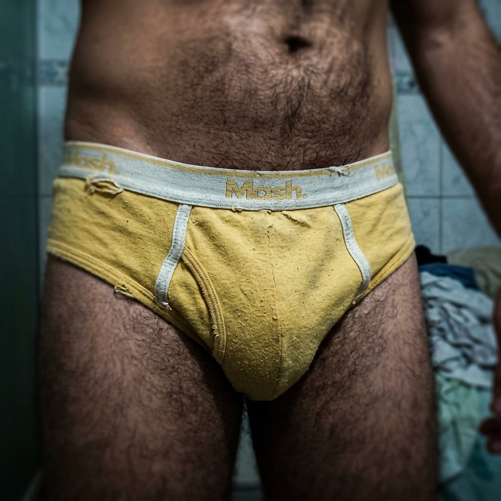 Cueca Slip Mash Amarela Muito Usada Hairy 3