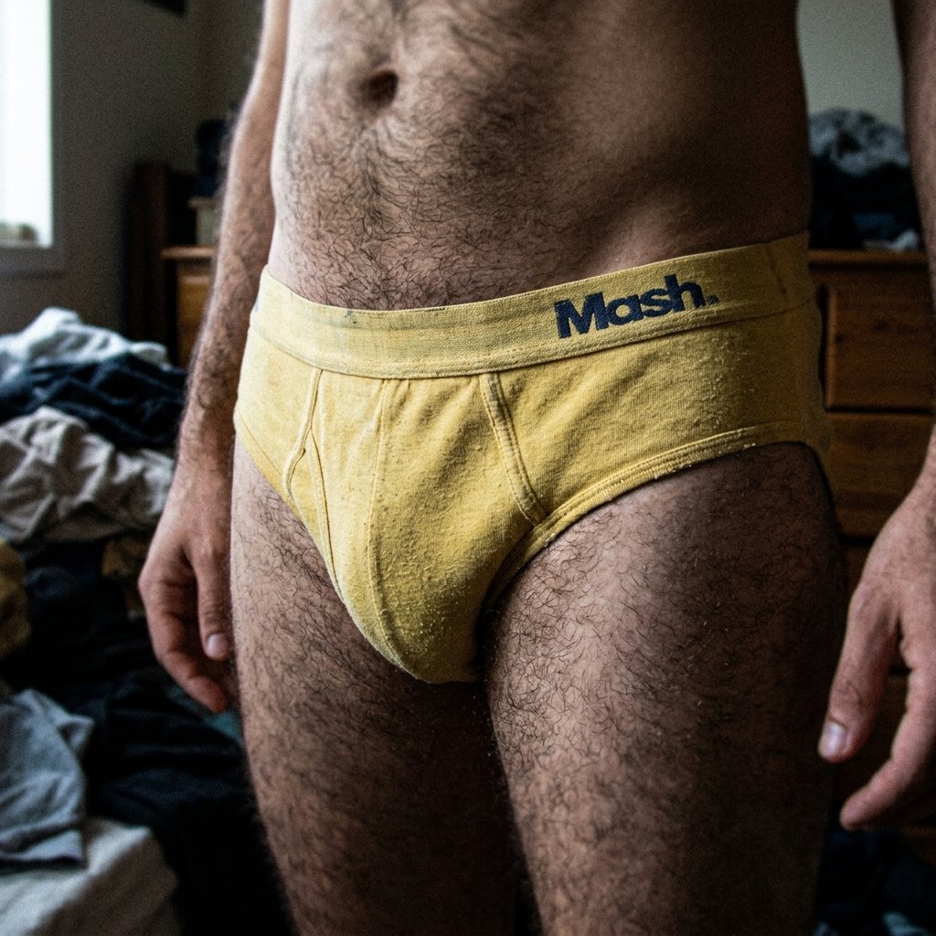 Cueca Slip Mash Amarela Muito Usada Hairy 4