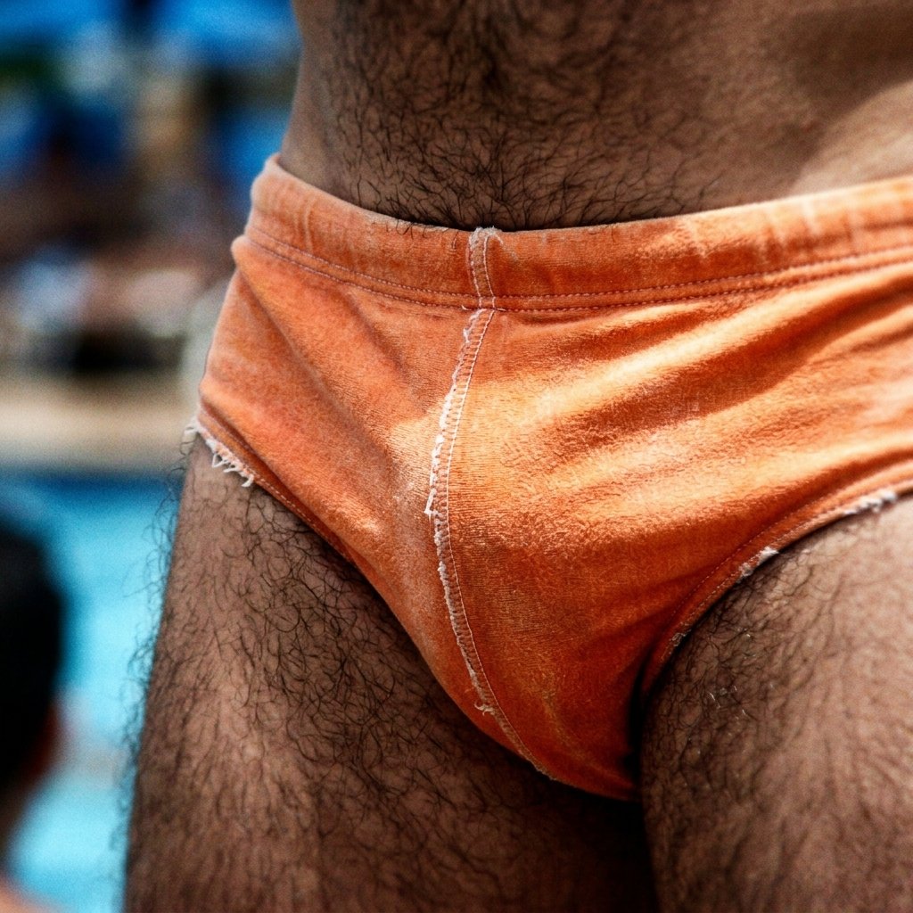 Sunga Slip Laranja Muito Usada Hairy 3