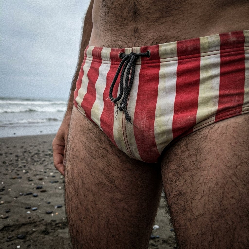 Sunga Slip Listrada Vermelha e Branca Hairy 2
