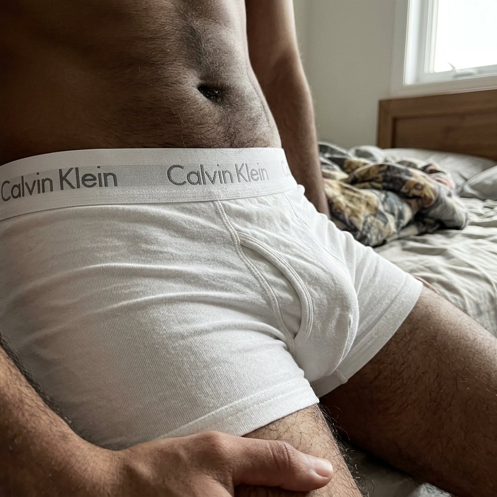 Cueca Boxer Calvin Klein Branca Close-Up Cama